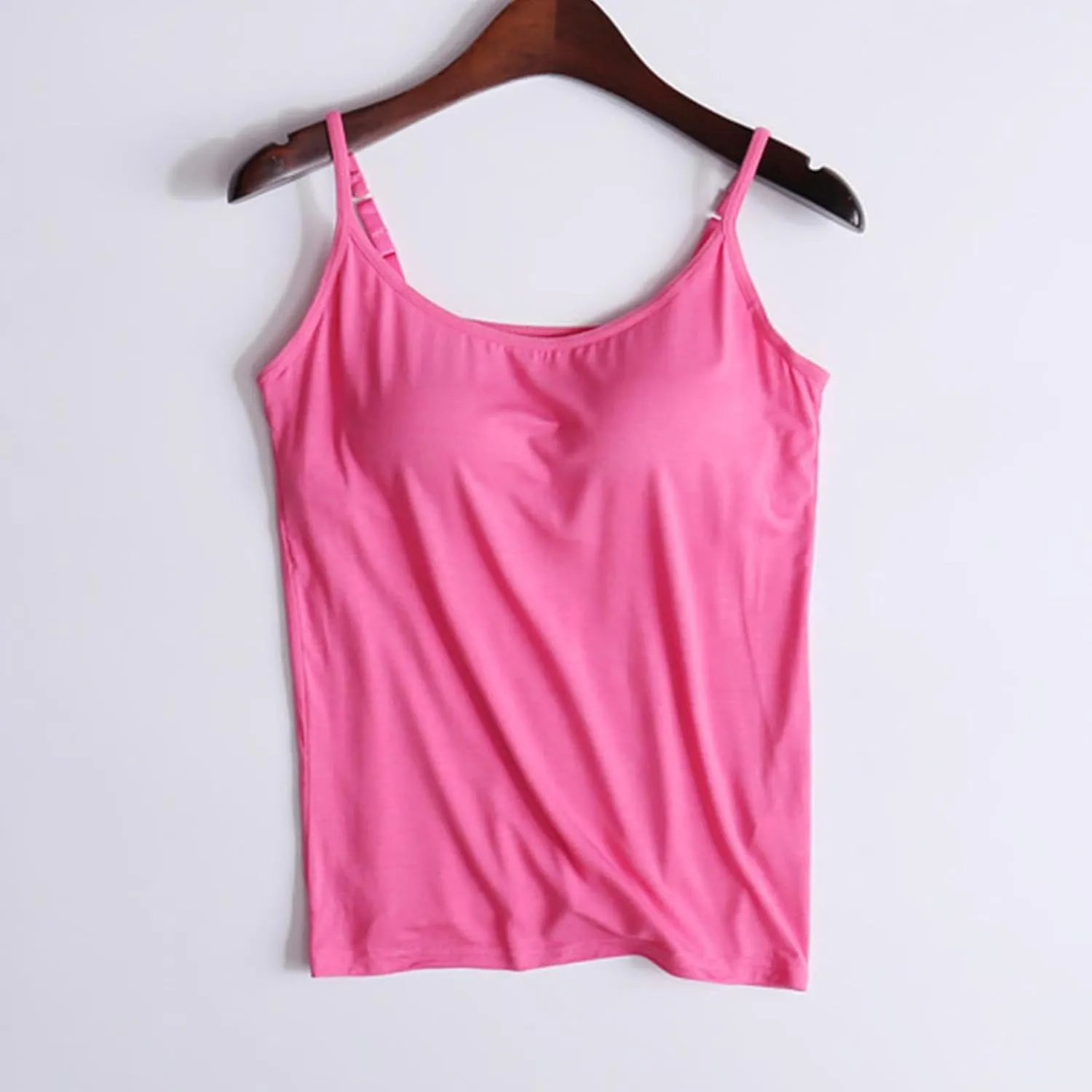 Women's Cami with Built in Bra, Stretch Modal Camisole, Adjustable Straps Camisole, Summer Casual Yoga Tank Tops