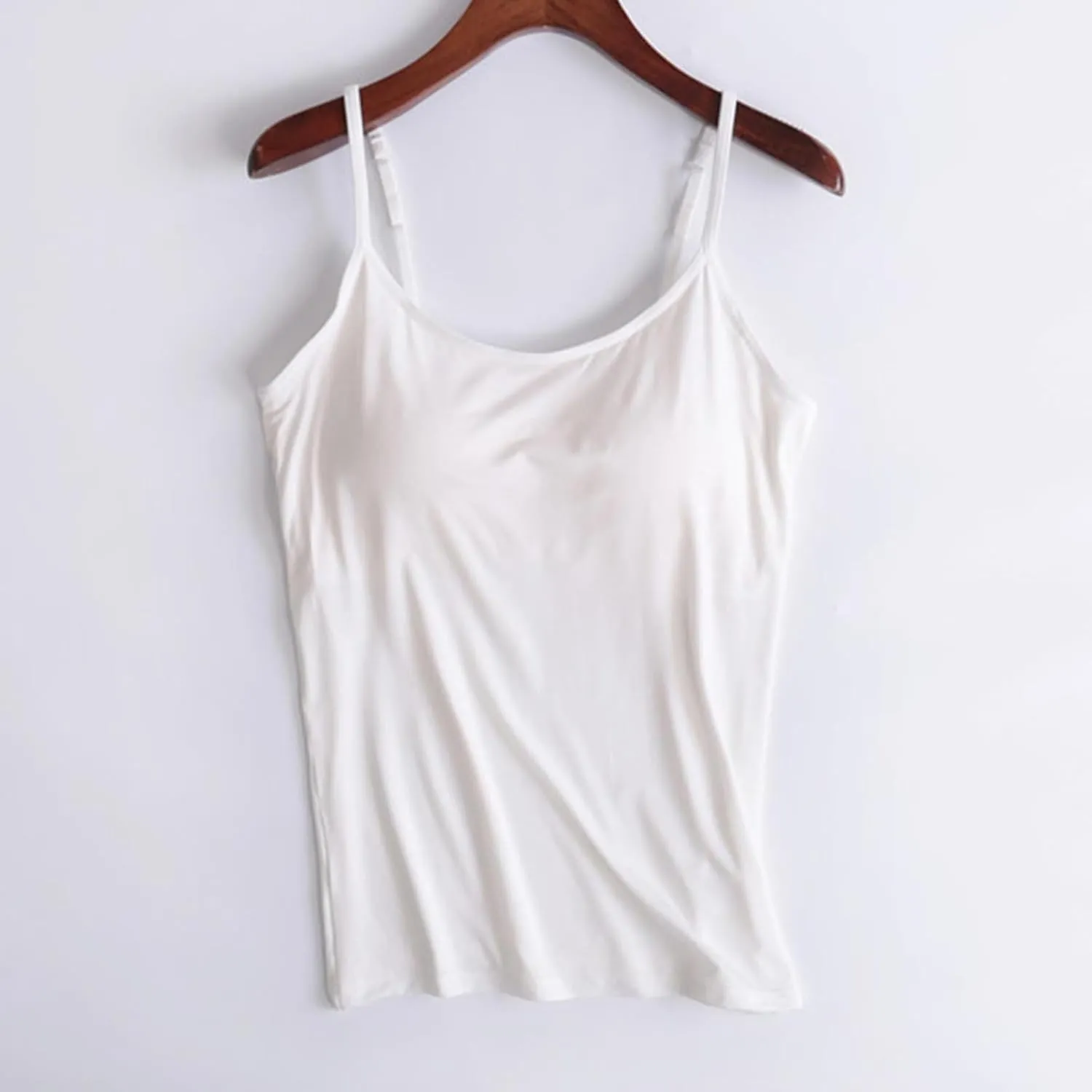 Women's Cami with Built in Bra, Stretch Modal Camisole, Adjustable Straps Camisole, Summer Casual Yoga Tank Tops