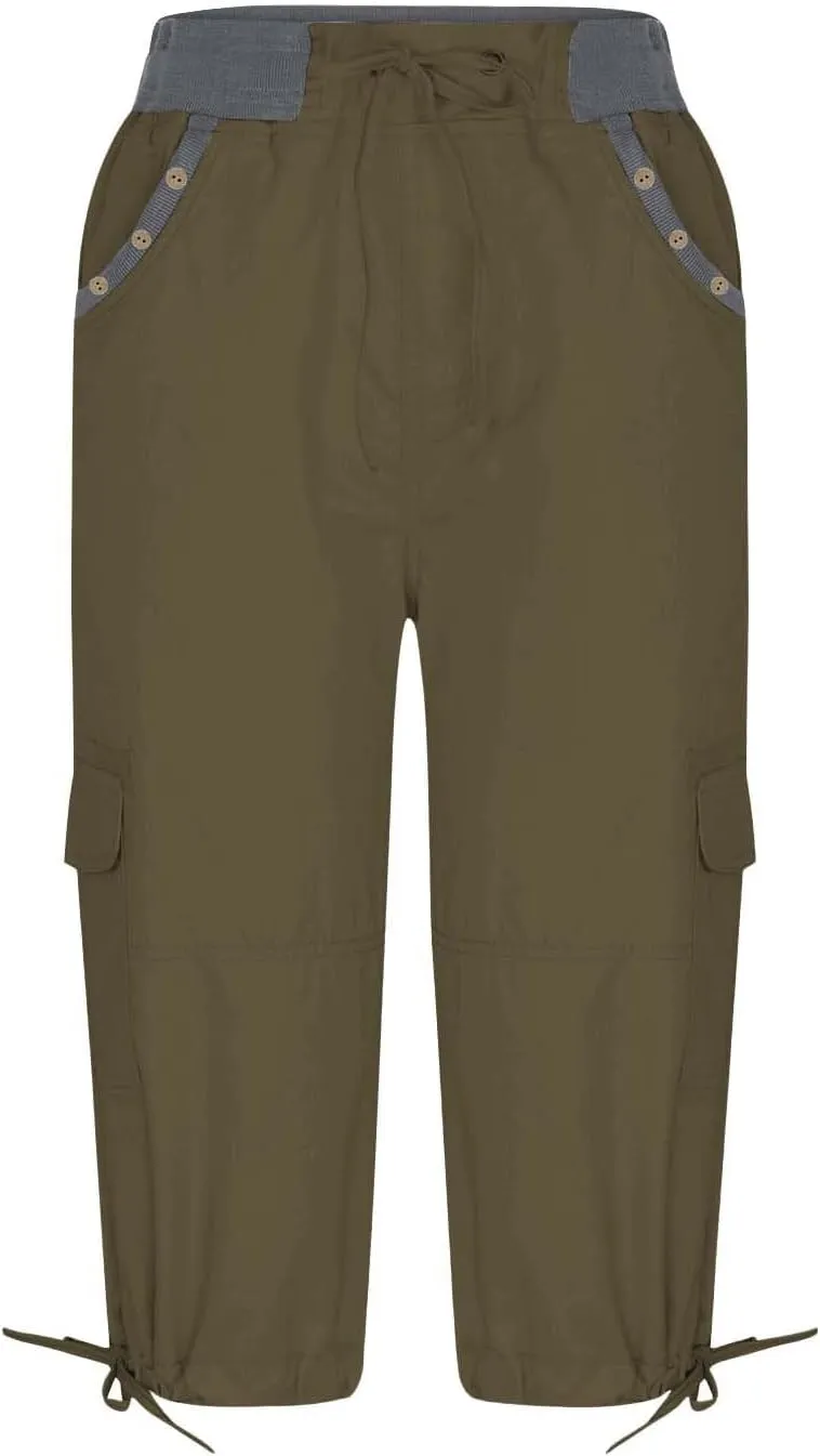 Women's Cargo Capris Pants with 6 Pockets Lightweight Quick Dry Travel Hiking Summer Pants Casual Cargo Capris