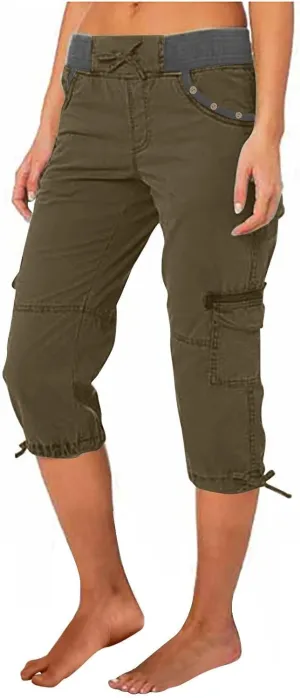 Women's Cargo Capris Pants with 6 Pockets Lightweight Quick Dry Travel Hiking Summer Pants Casual Cargo Capris