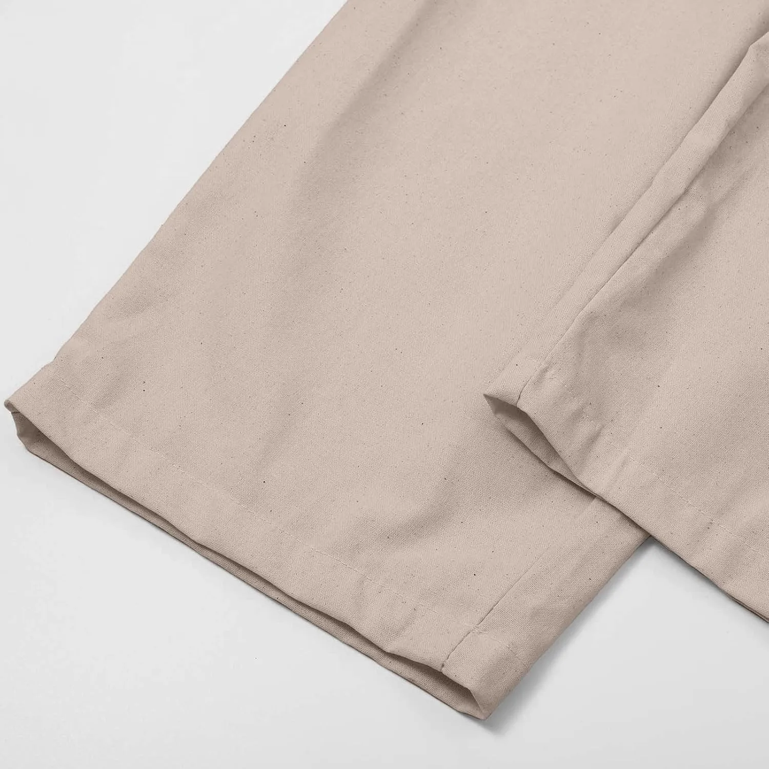 Womens Cotton Linen Straight Leg Pants Elastic Drawstring Casual Trousers with Pockets Summer Beach Loose Lounge Pant