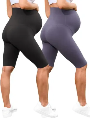 Womens Freesize Maternity Yoga Shorts Over The Belly Comfy Stretchy Pregnancy Workout Athletic Running Biker Shorts