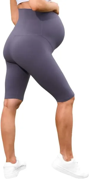 Womens Freesize Maternity Yoga Shorts Over The Belly Comfy Stretchy Pregnancy Workout Athletic Running Biker Shorts