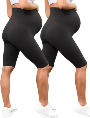 Womens Freesize Maternity Yoga Shorts Over The Belly Comfy Stretchy Pregnancy Workout Athletic Running Biker Shorts