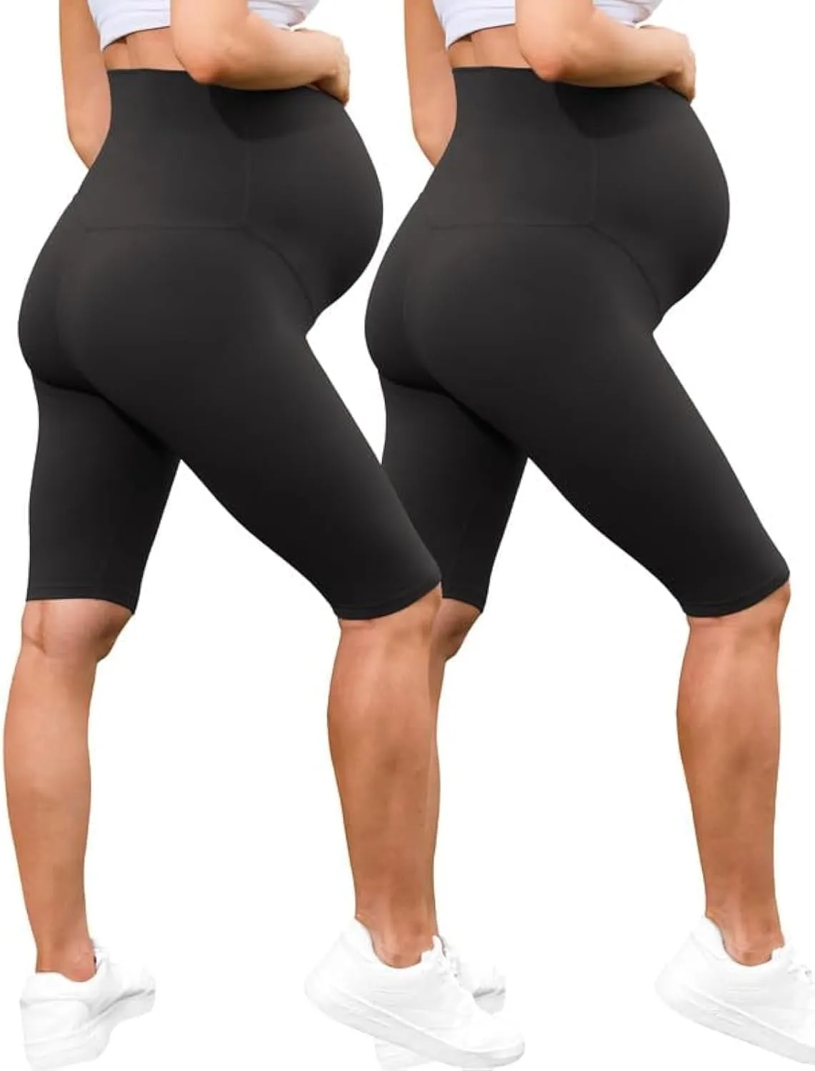Womens Freesize Maternity Yoga Shorts Over The Belly Comfy Stretchy Pregnancy Workout Athletic Running Biker Shorts