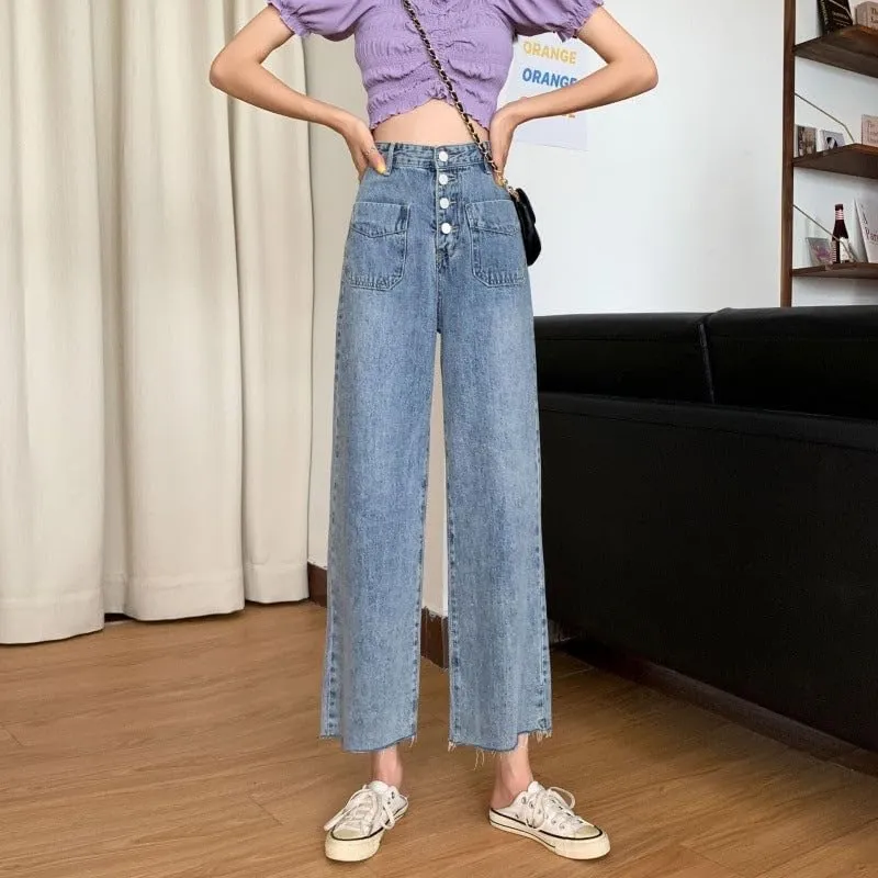 Womens High Waist Jeans Straight Leg Denim Pants Loose Fit Jean Trousers for Women High Waisted Straight Leg Jeans