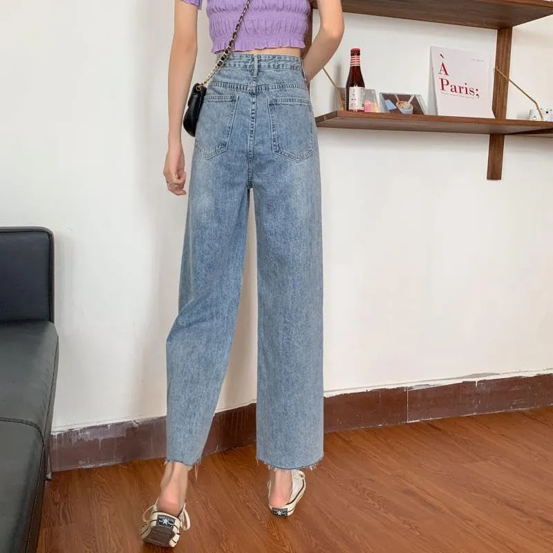 Womens High Waist Jeans Straight Leg Denim Pants Loose Fit Jean Trousers for Women High Waisted Straight Leg Jeans