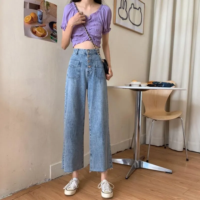 Womens High Waist Jeans Straight Leg Denim Pants Loose Fit Jean Trousers for Women High Waisted Straight Leg Jeans