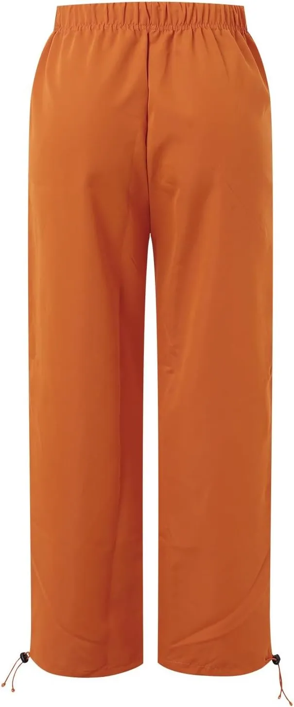 Women's High Waisted Pants Casual Drawstring Workout Baggy Quick Dry Straight Wide Leg Trousers Pockets Streetwear