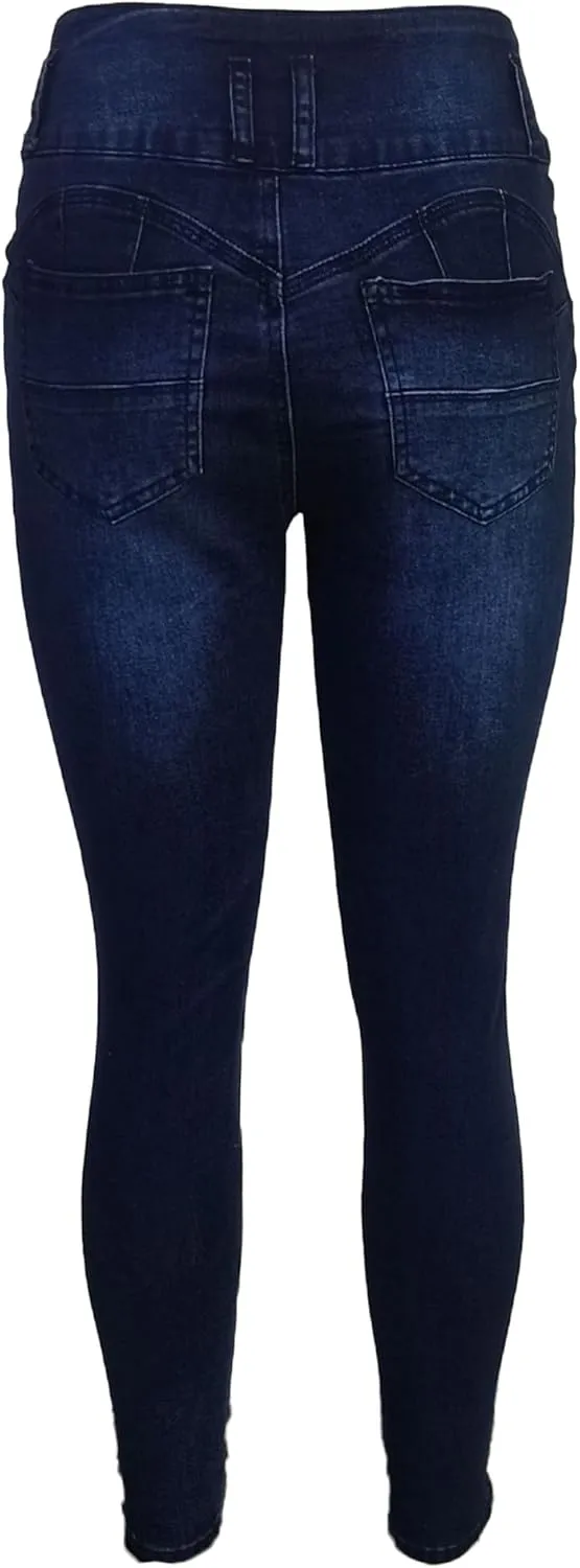 Women's High Waisted Skinny Stretch Butt Lifting Jeans Sexy Button High Rise