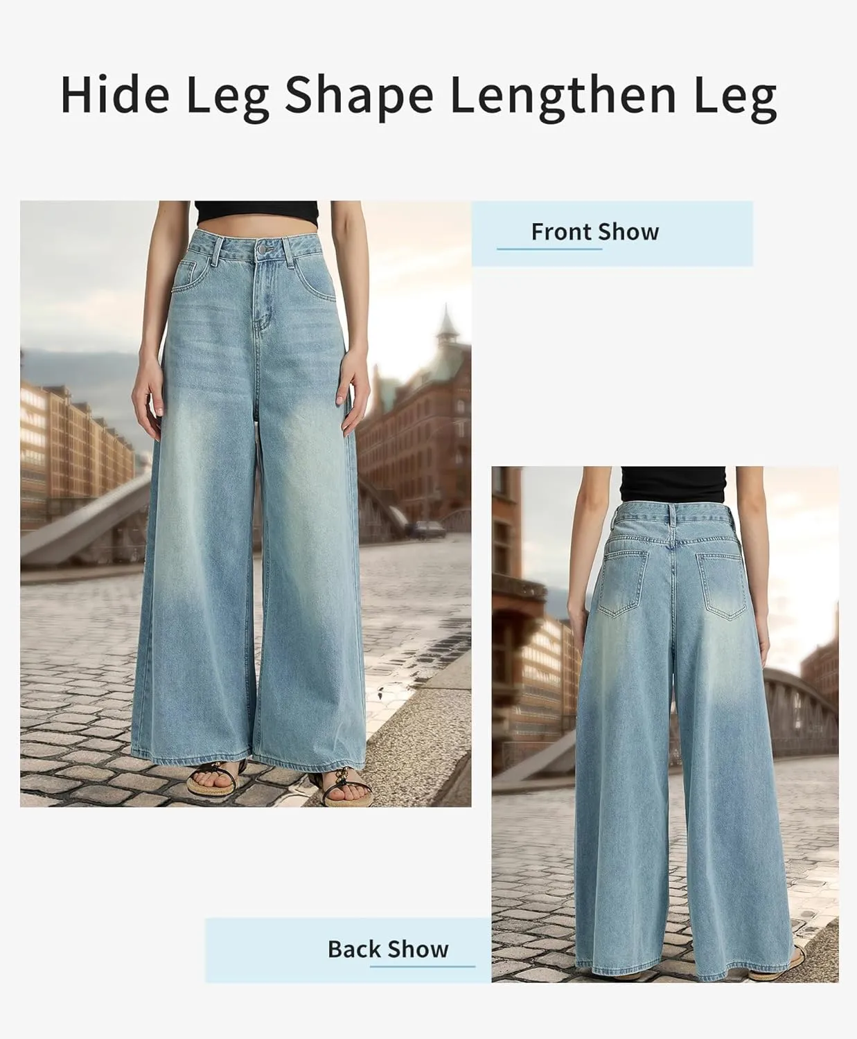 Women’s High Waisted Wide Leg Jeans for Women Baggy Loose Fit Straight Leg Denim Pants Boyfriend Jeans for Women