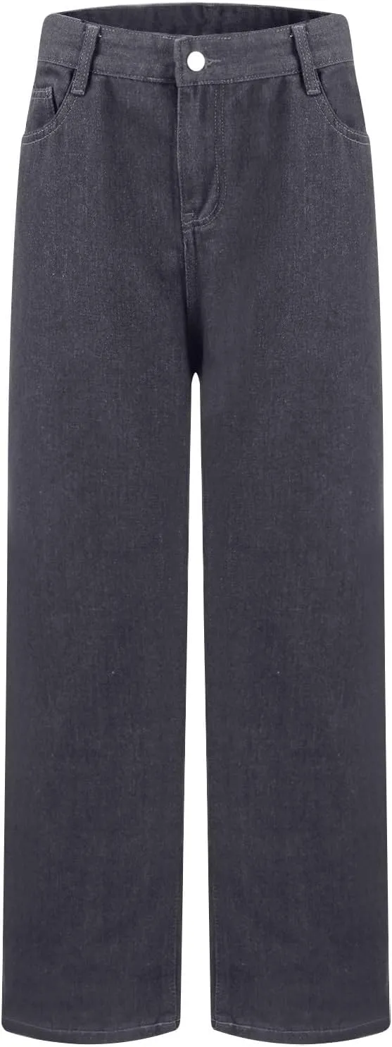 Womens Jeans High Waist Elastic Baggy Wide Leg Pants Vintage Loose Fit Pants with Pockets