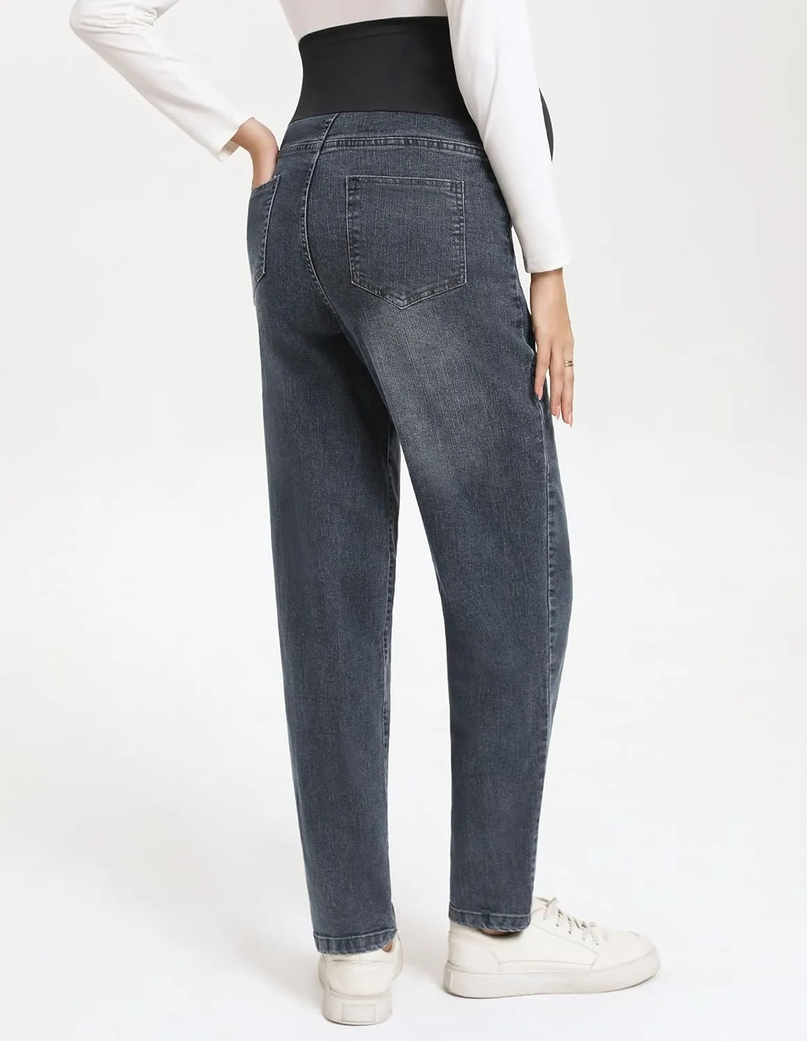 Women's Maternity Boyfriend Jeans Over Belly Stretch Denim Pregnancy Trendy Pants