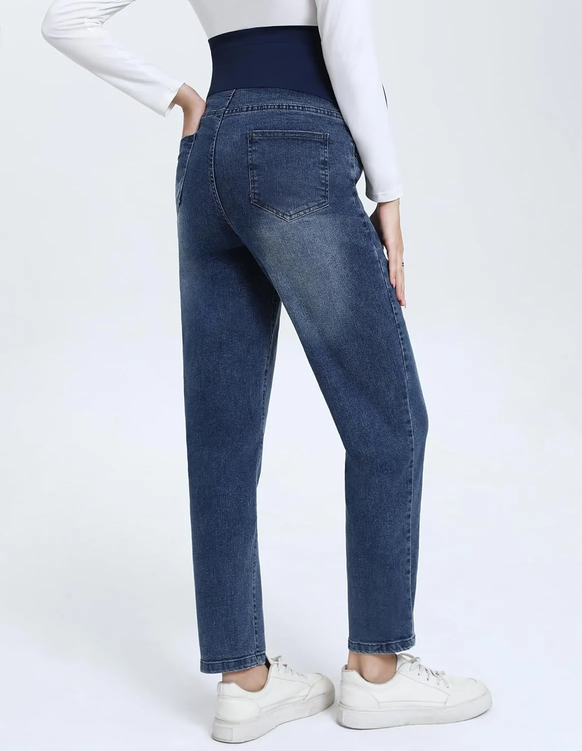 Women's Maternity Boyfriend Jeans Over Belly Stretch Denim Pregnancy Trendy Pants