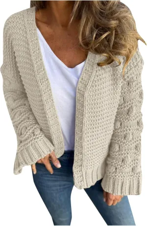 Womens Oversized Cable Knit Cardigan Sweaters Chunky Open Front Long Sleeve Fall Cardigans Outwear Coats 2024 Trendy