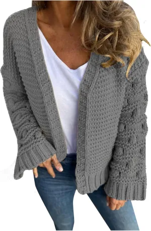 Womens Oversized Cable Knit Cardigan Sweaters Chunky Open Front Long Sleeve Fall Cardigans Outwear Coats 2024 Trendy