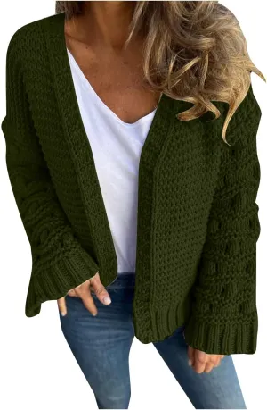 Womens Oversized Cable Knit Cardigan Sweaters Chunky Open Front Long Sleeve Fall Cardigans Outwear Coats 2024 Trendy