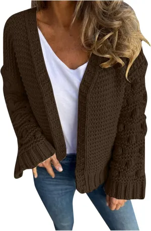Womens Oversized Cable Knit Cardigan Sweaters Chunky Open Front Long Sleeve Fall Cardigans Outwear Coats 2024 Trendy