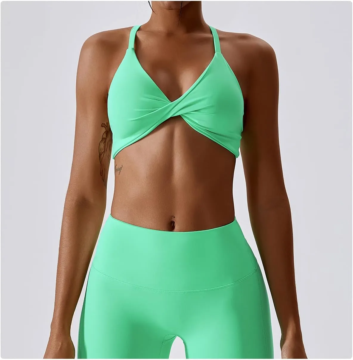 Womens Padded Sports Bras Quick Dry Medium Impact Removable Padded Yoga Tops Workout Gym Running Crop Tank Tops
