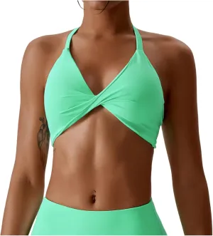 Womens Padded Sports Bras Quick Dry Medium Impact Removable Padded Yoga Tops Workout Gym Running Crop Tank Tops