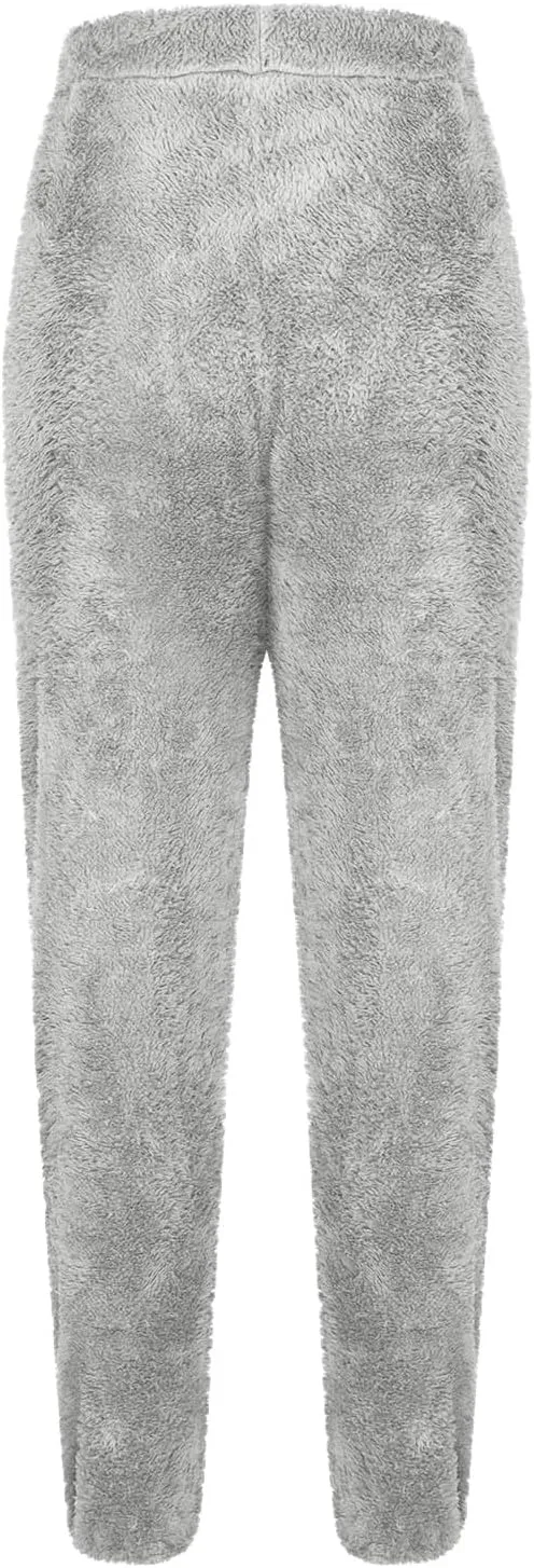 Womens Pajama Pants Fuzzy Fleece Sherpa High Waisted Sweatpants Soft Comfy Sleepwear Winter Warm Loungewear Pants