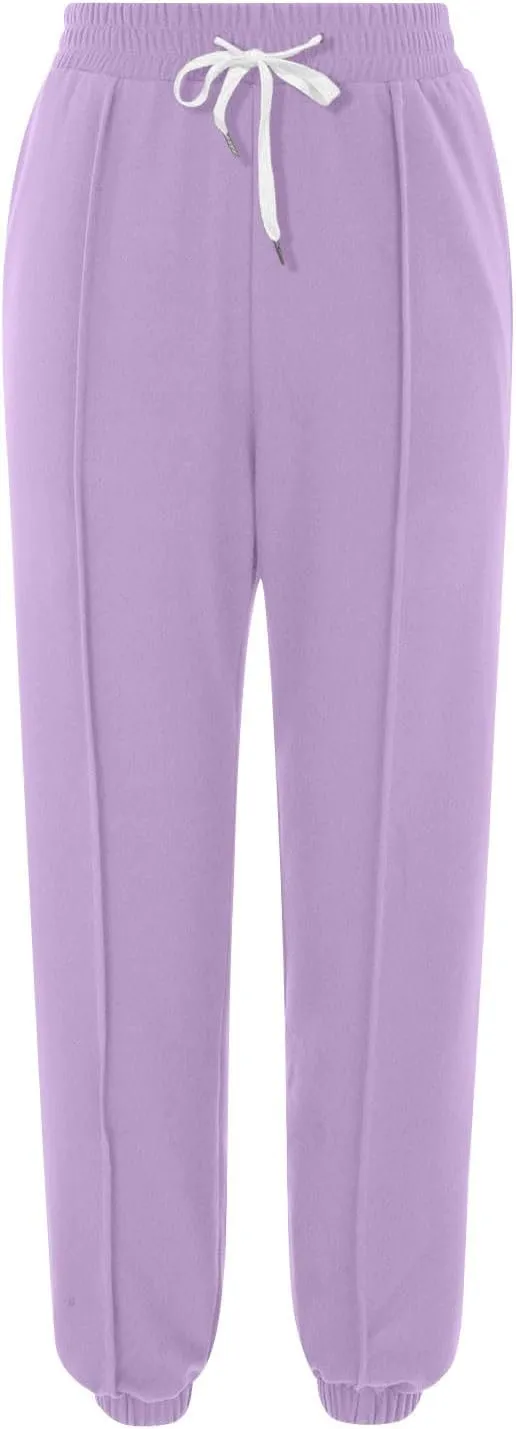Womens Pants Trendy 2024 Relaxed Fit Athletic Gym Jogger Sweatpants Trendy Baggy Active Loungewear Fall Sweat Pants