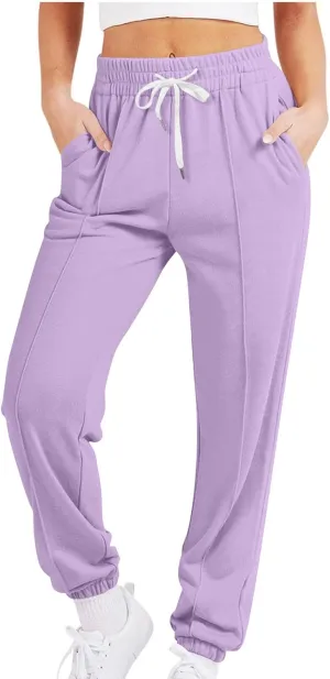 Womens Pants Trendy 2024 Relaxed Fit Athletic Gym Jogger Sweatpants Trendy Baggy Active Loungewear Fall Sweat Pants
