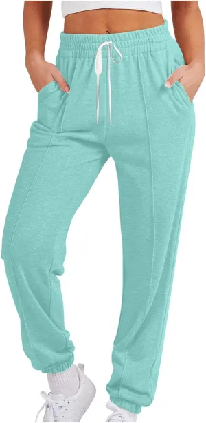 Womens Pants Trendy 2024 Relaxed Fit Athletic Gym Jogger Sweatpants Trendy Baggy Active Loungewear Fall Sweat Pants