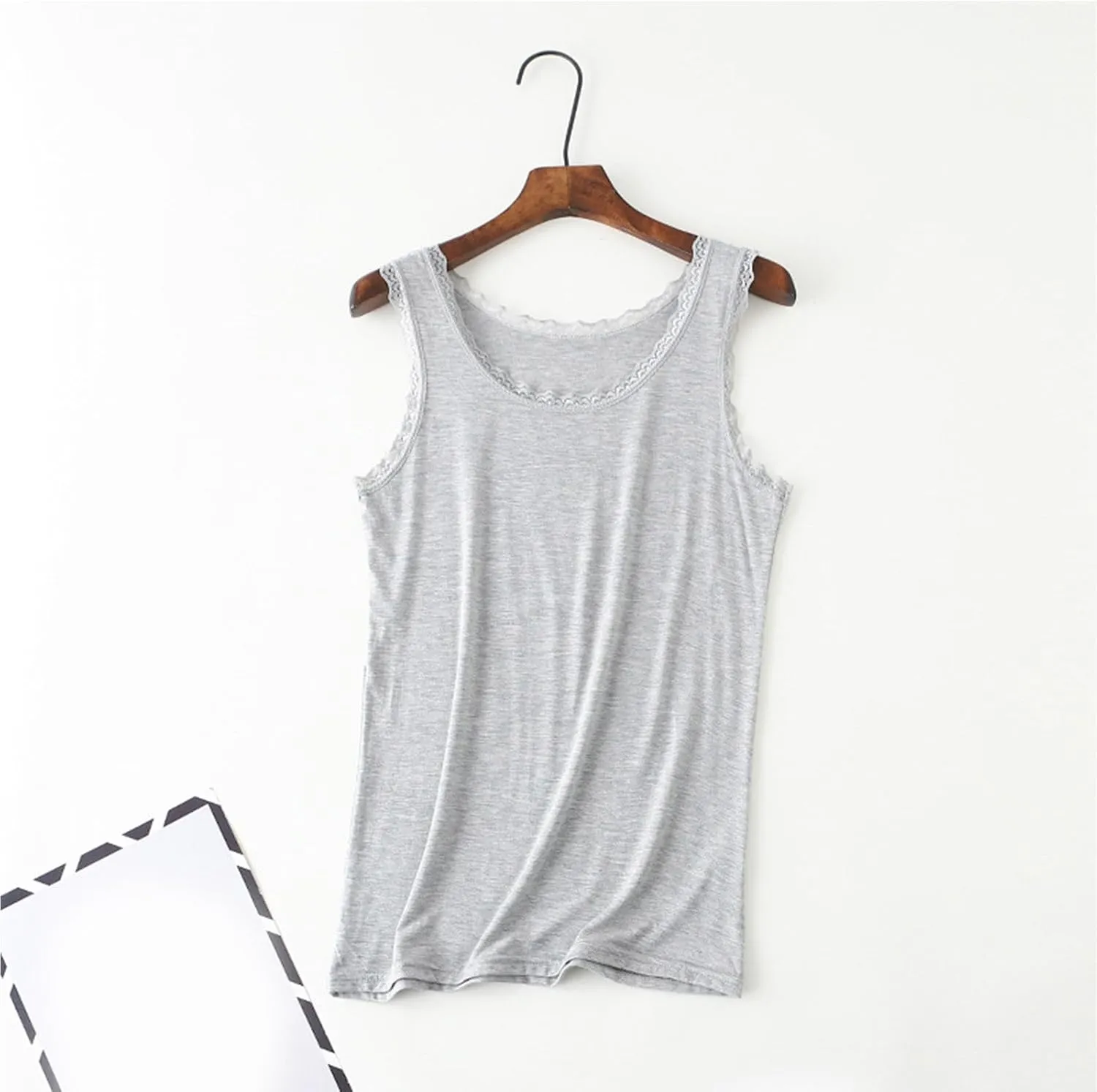Womens Plus Size Round Neck Tank Tops Breathable Cotton Camisole with Ruffles Sleeveless Summer Casual Yoga Shirts
