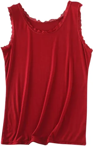 Womens Plus Size Round Neck Tank Tops Breathable Cotton Camisole with Ruffles Sleeveless Summer Casual Yoga Shirts