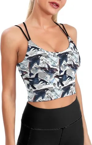 Women's Quick Dry Sports Bras, No Wire Yoga Tank Top with Chest Pad, Camisole