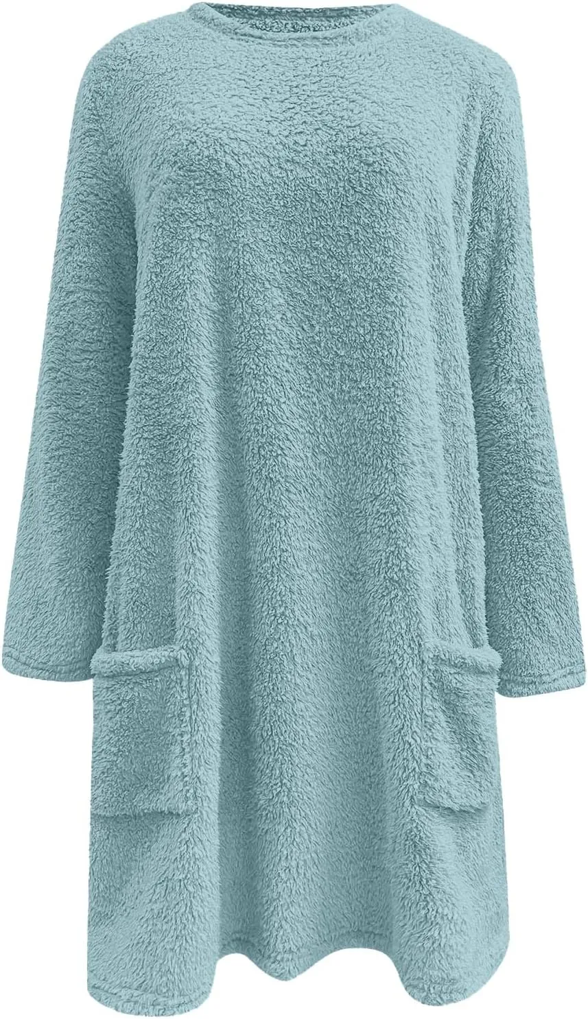 Womens Sherpa Pullover Sweaters Casual Loose Fit Fuzzy Fleece Sweatshirts Long Sleeve Soft Tunics Tops Loungewear