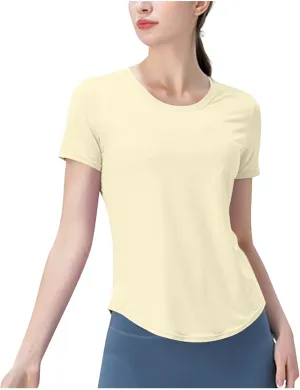 Women's Short Sleeve Shirt UPF Sun Protection T-Shirts Quick Dry Workout Gym Running Tops Basic Yoga Shirts