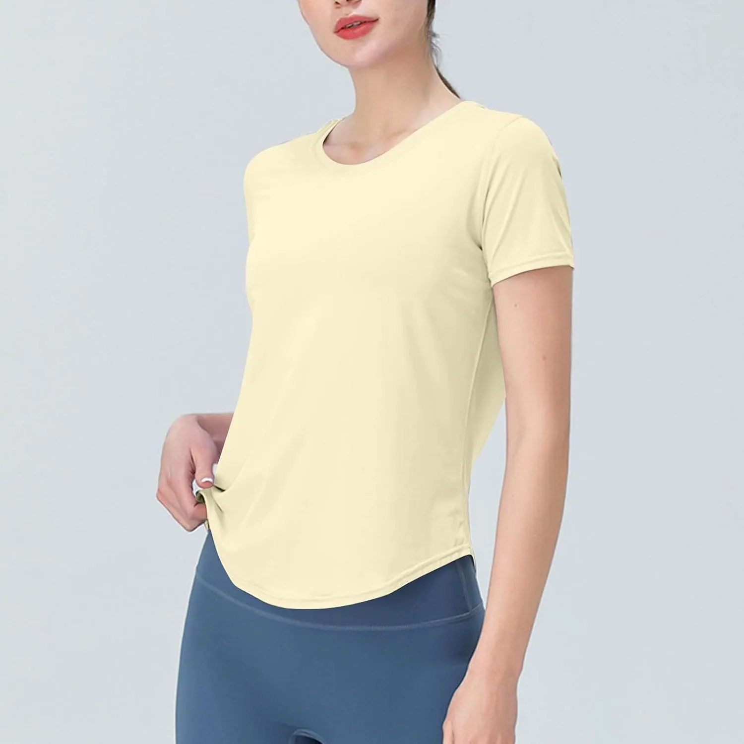 Women's Short Sleeve Shirt UPF Sun Protection T-Shirts Quick Dry Workout Gym Running Tops Basic Yoga Shirts
