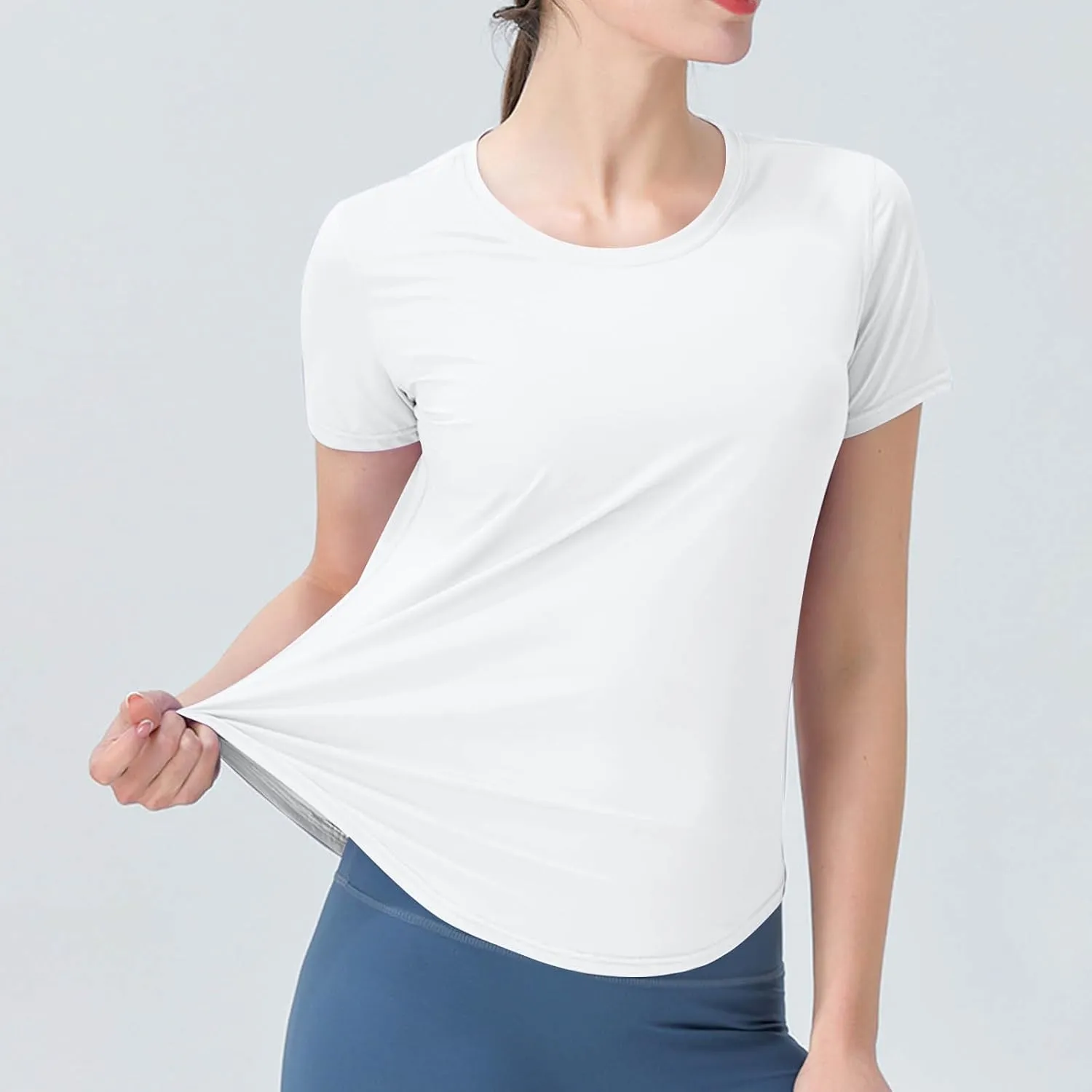Women's Short Sleeve Shirt UPF Sun Protection T-Shirts Quick Dry Workout Gym Running Tops Basic Yoga Shirts