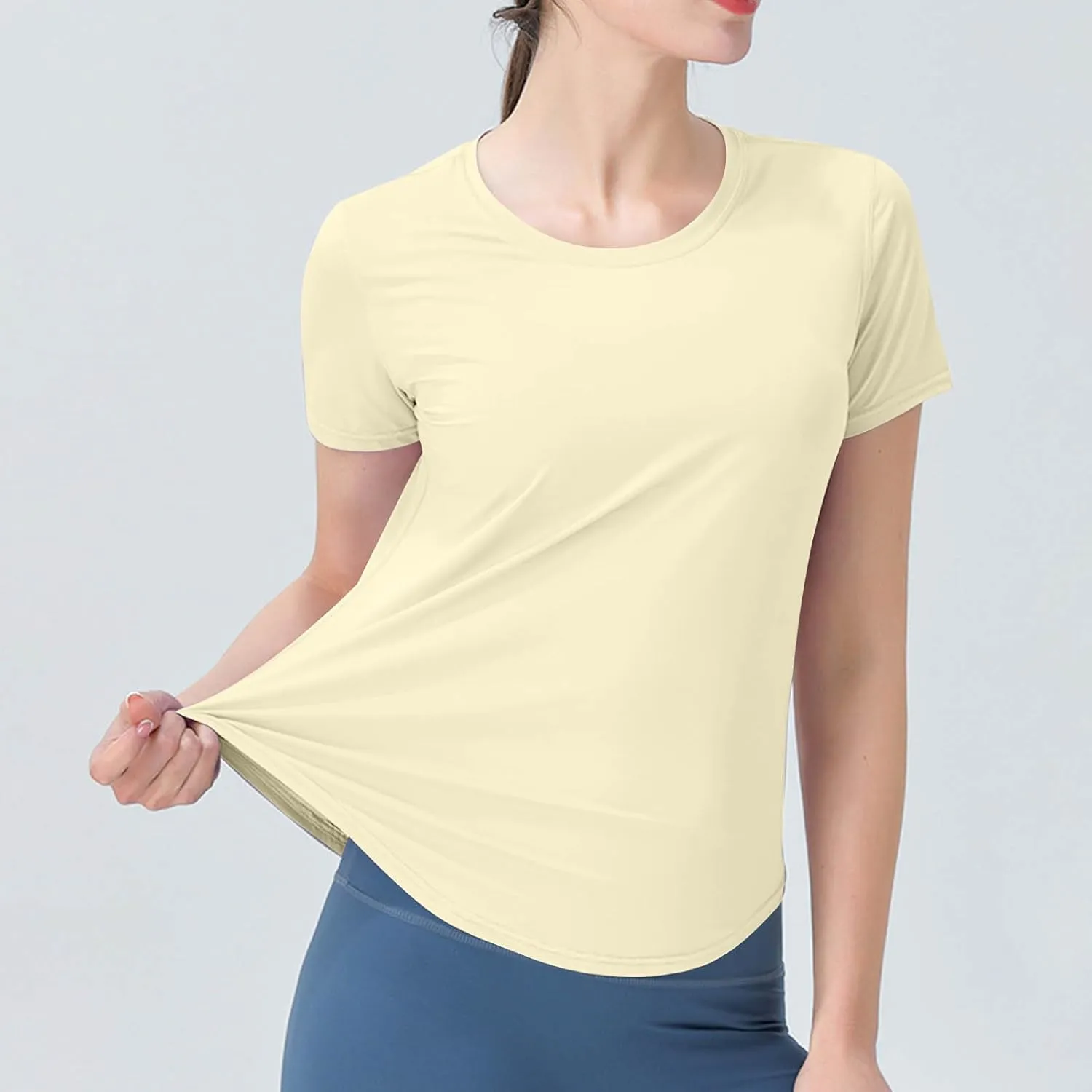 Women's Short Sleeve Shirt UPF Sun Protection T-Shirts Quick Dry Workout Gym Running Tops Basic Yoga Shirts