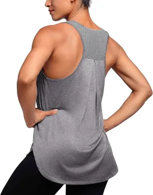 Women's Sleeveless Workout Tops Quick Dry Tennis Yoga Exercise Athletic Running Shirts Racerback Tank Tops for Women