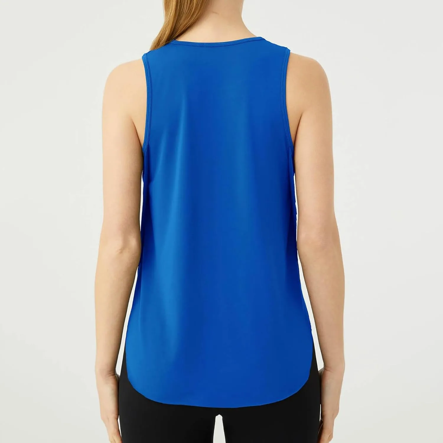 Women's Solid Quick Dry Sports Workout Tank Tops, Summer Lightweight Comfy Casual Undershirt with Irregular Ruffle Hem