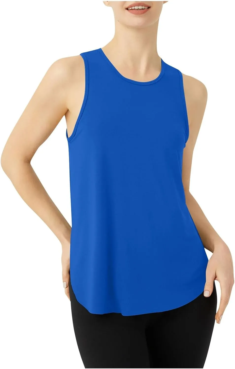 Women's Solid Quick Dry Sports Workout Tank Tops, Summer Lightweight Comfy Casual Undershirt with Irregular Ruffle Hem