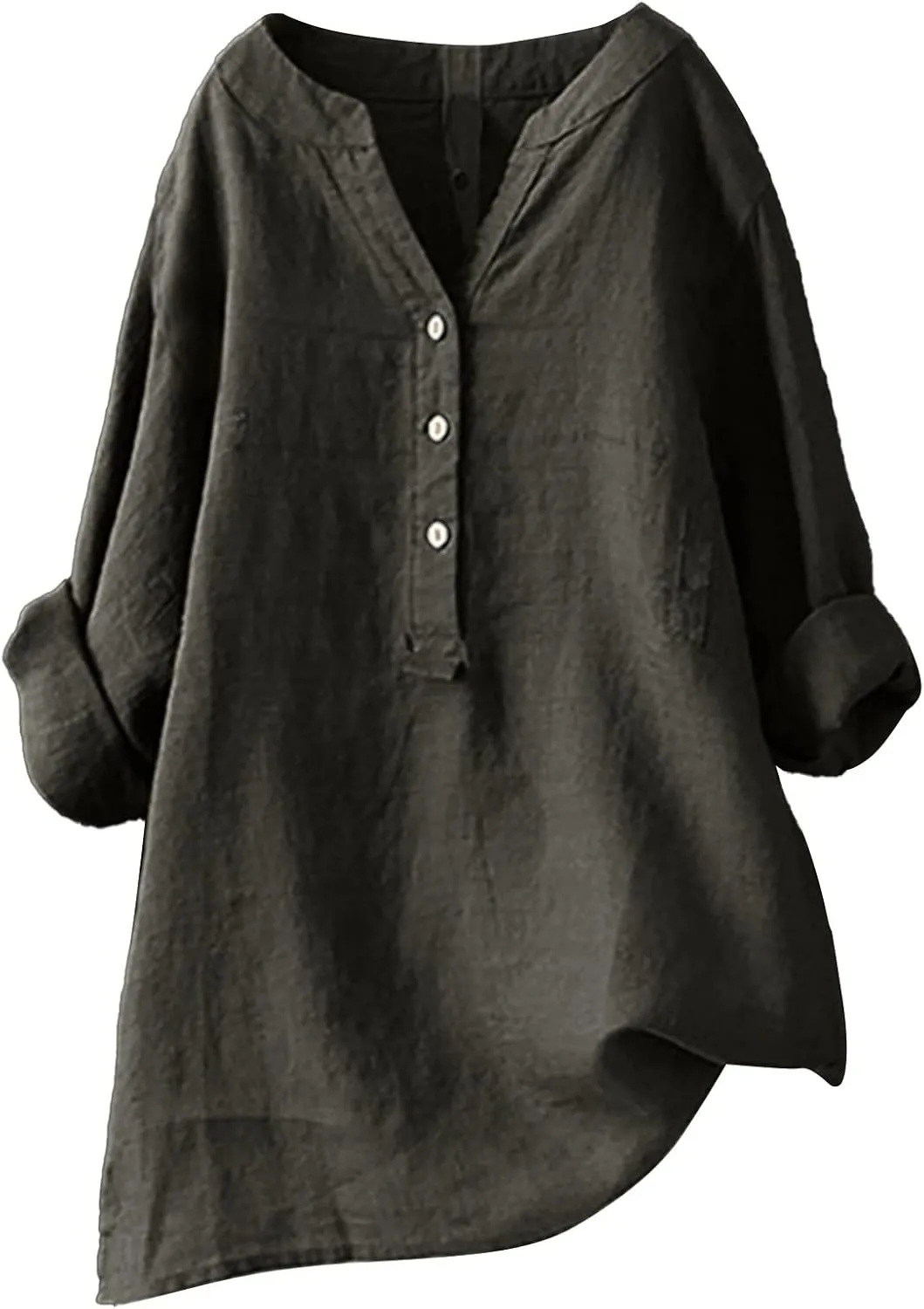 Women's Striped Button Down Shirts Trendy Work Bell Sleeve Crew Neck Smocked Cuffed Blouses Tops
