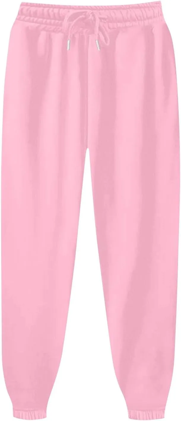 Womens Sweatpants Cinch Bottom Fleece Elastic High Waisted Joggers with Pockets Drawstring Workout Lounge Trousers