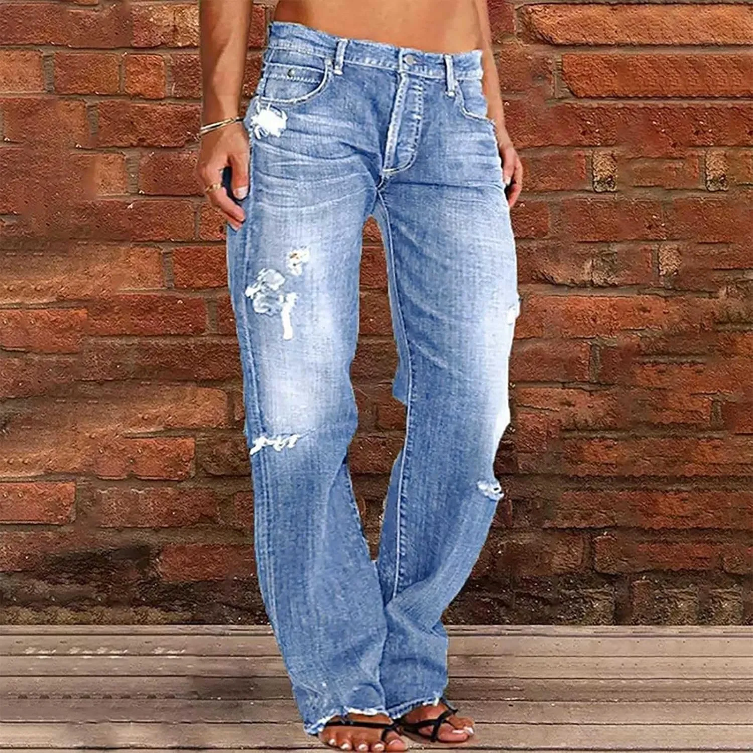 Womens Sweatpants Jeans Boyfriend High Waited Baggy Wide Leg Denim Jeans Y2K Streetwear Loose Fit Pants with Pocket