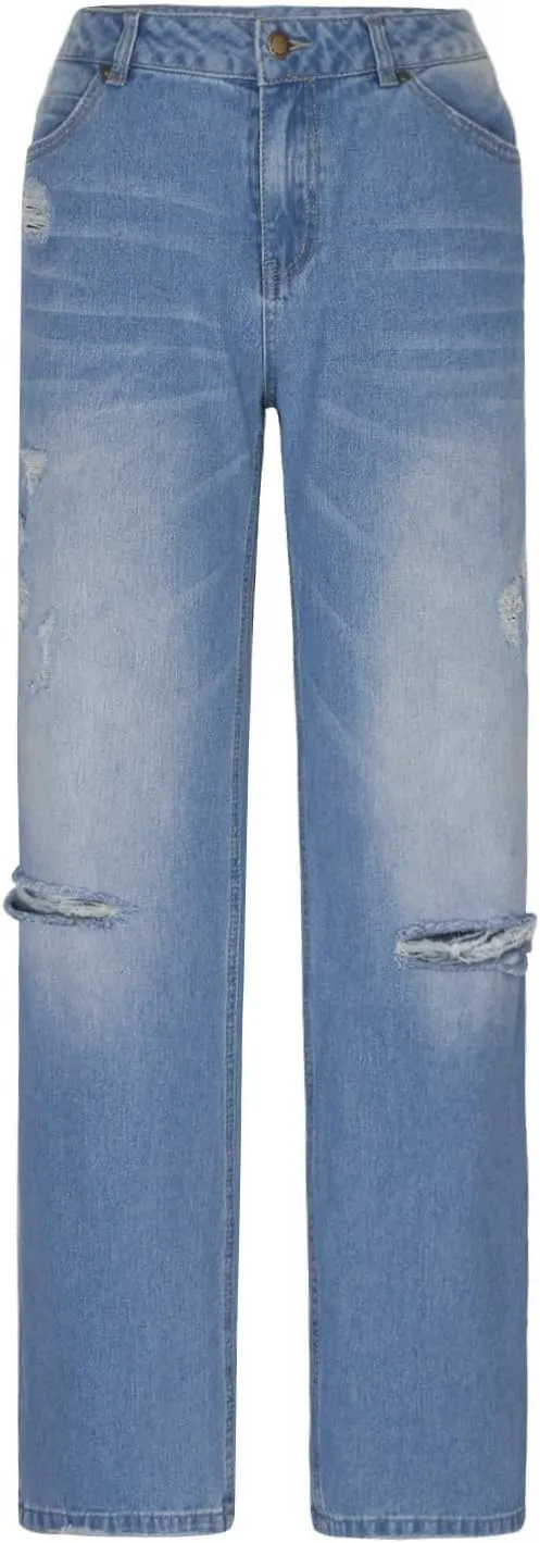 Womens Sweatpants Jeans Boyfriend High Waited Baggy Wide Leg Denim Jeans Y2K Streetwear Loose Fit Pants with Pocket