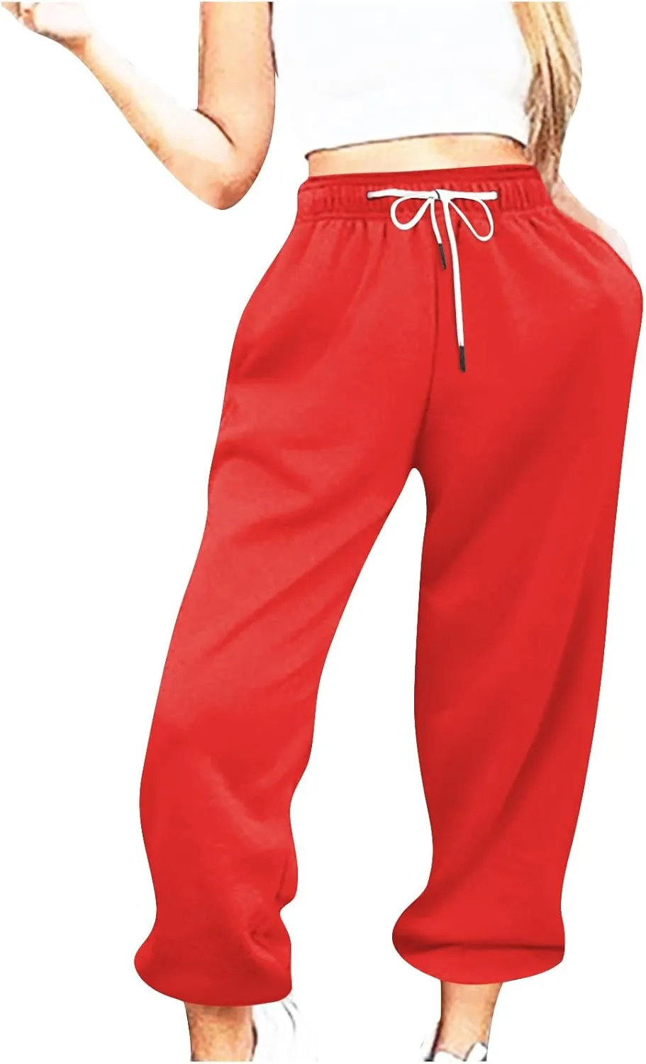 Womens Sweatpants Loose Drawstring Joggers Pants with Pockets Workout Casual Comfy Lounge Baggy High Waisted Joggers