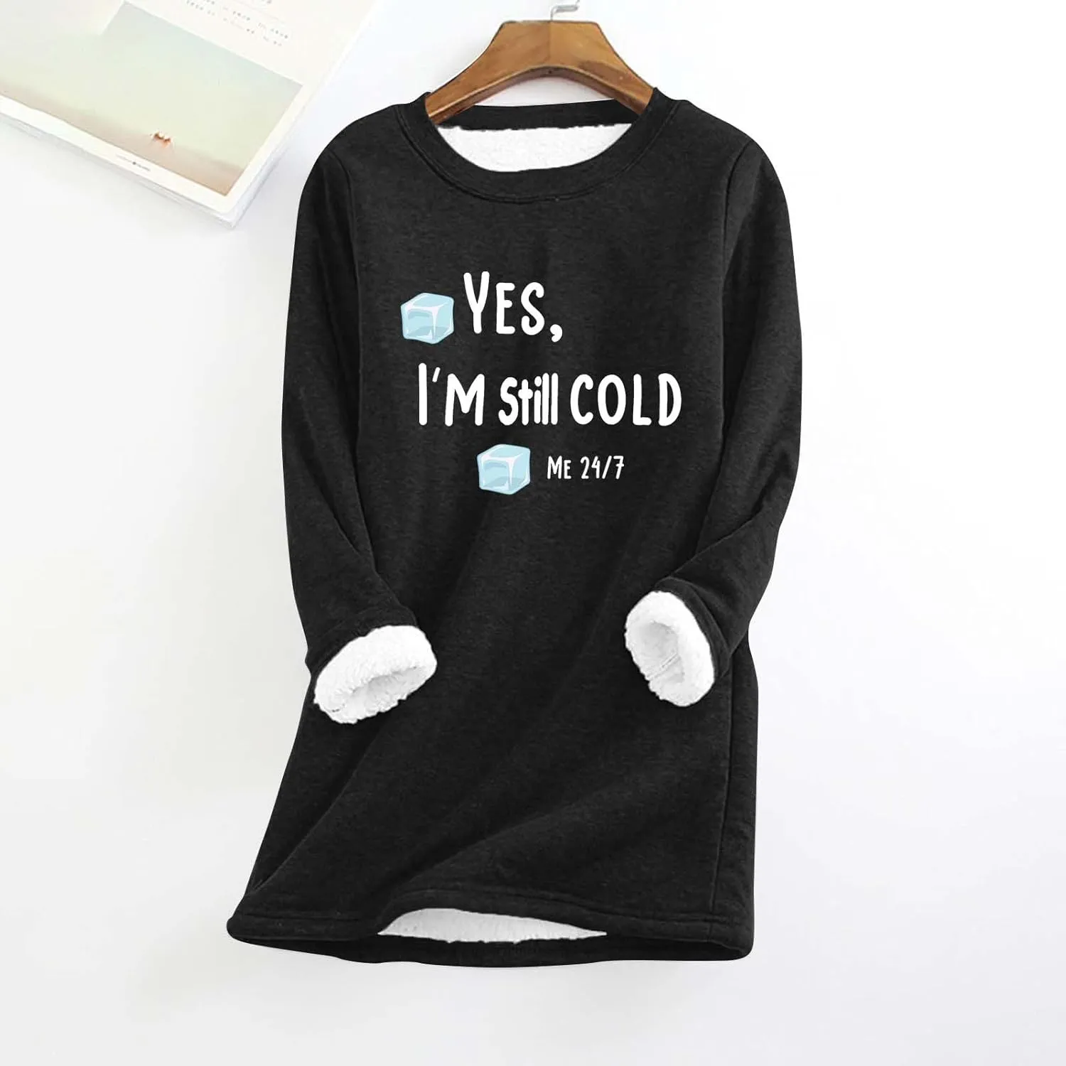 Womens Sweatshirt Warm Sherpa Lined Fleece Pullover Tops Casual Crewneck Sweater Long Sleeve Pullover Loungewear