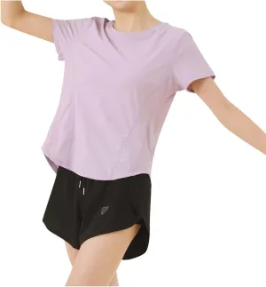 Women's T Shirts Round Neck Short Sleeve Breathable Tee Sun Protection Quick Dry Yoga Gym Workout Athletic Tops