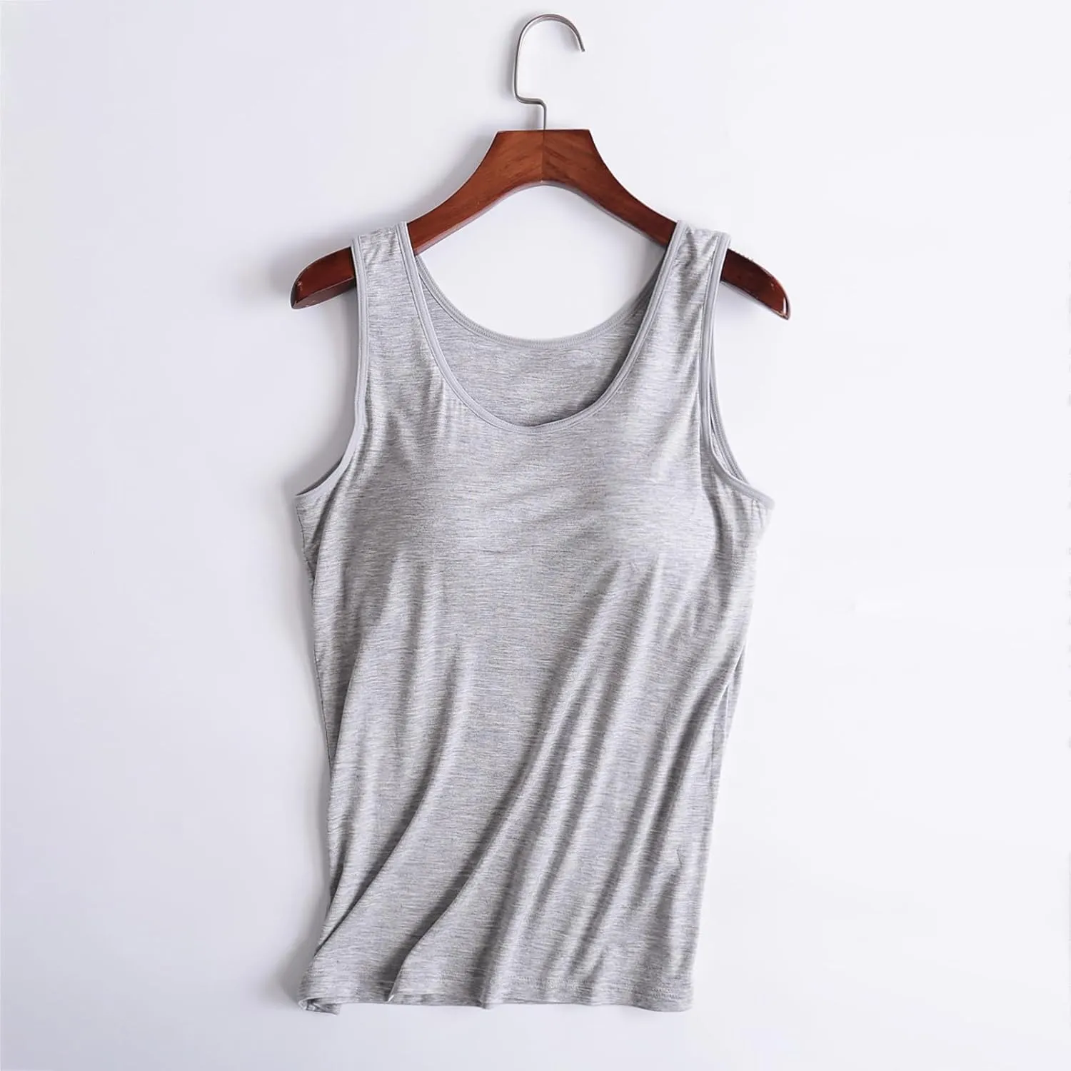 Womens Tank Tops with Built in Bras Padded Basic Solid Summer Casual Tops Yoga Athletic Stretch Comfort Camisole