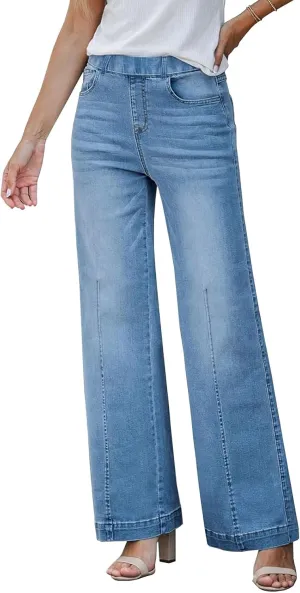Women's Wide Leg Baggy Jeans,High Waisted Stretch Flattering Fit Demin Pants, Casual Boyfreind Jeans for Women 2025