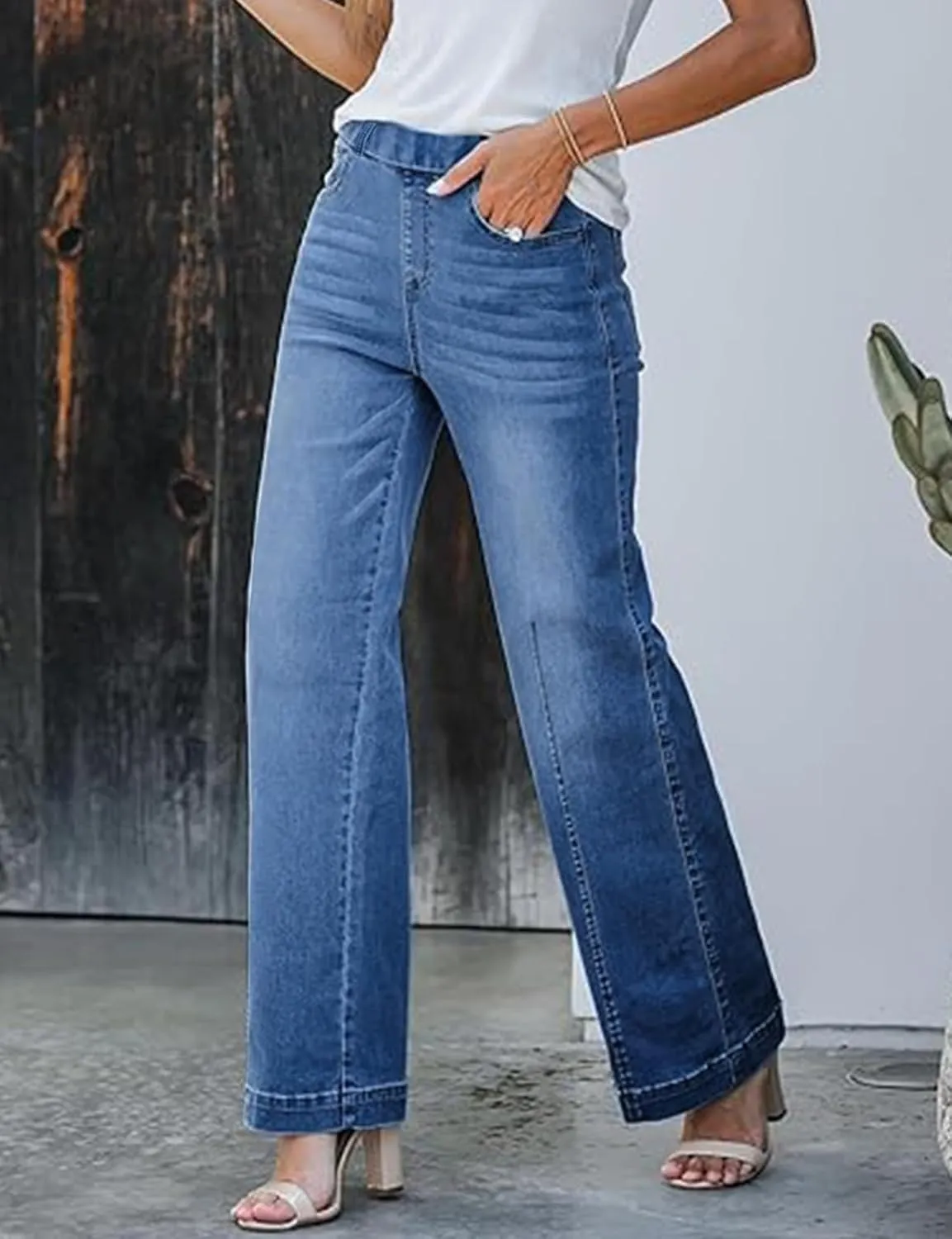 Women's Wide Leg Baggy Jeans,High Waisted Stretch Flattering Fit Demin Pants, Casual Boyfreind Jeans for Women 2025