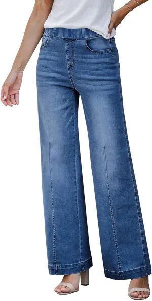 Women's Wide Leg Baggy Jeans,High Waisted Stretch Flattering Fit Demin Pants, Casual Boyfreind Jeans for Women 2025